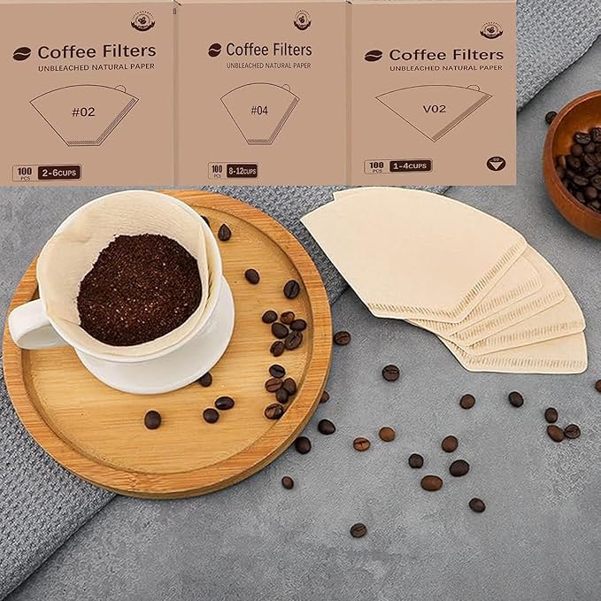 Coffee Filters,200 counts boxed Unbleached Cone Filters V60 Coffee Filters Disposable coffee Paper Filters 2-12 Cup, 02 Cone For Pour Over and Drip Coffee Maker (U2-200PCS in 2 BOX)