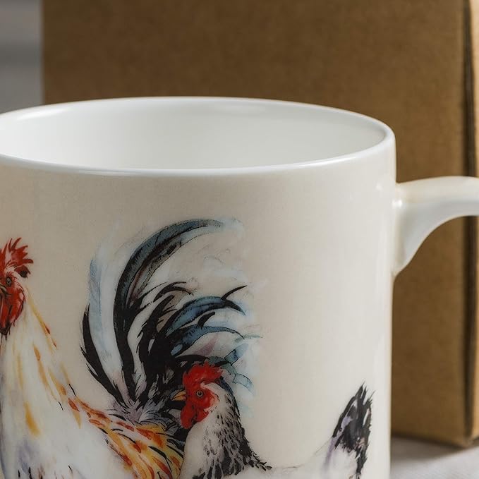 Maison d' Hermine Coffee Mug with Handles Fine Bone China Mugs Pack of One Tea Cups for Hot Beverages Cappuccino Latte Home Restaurant Office Perfect for Gift (Campagne - Basse Cour, 12 Ounce)