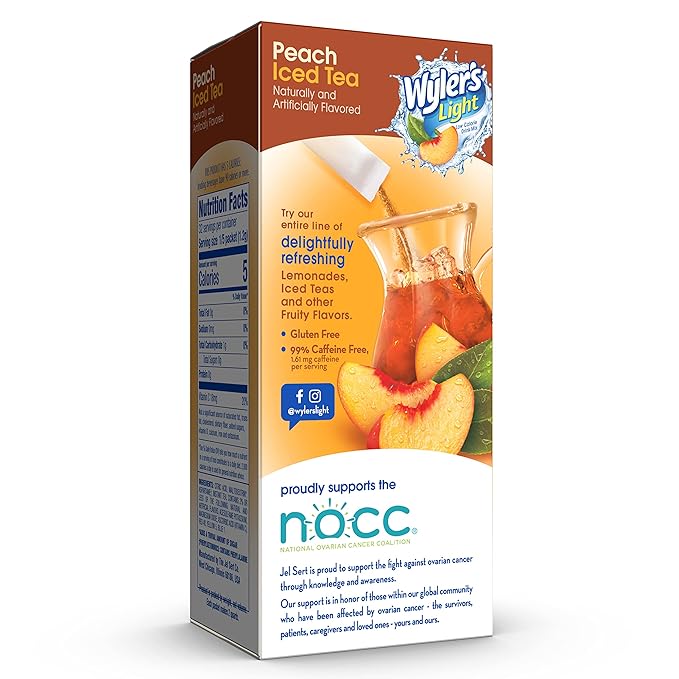 Wyler's Light Pitcher Packs, Water Drink Mix, 6 Boxes (36 Pitcher Packets) (Peach Iced Tea) (Pack of 2)