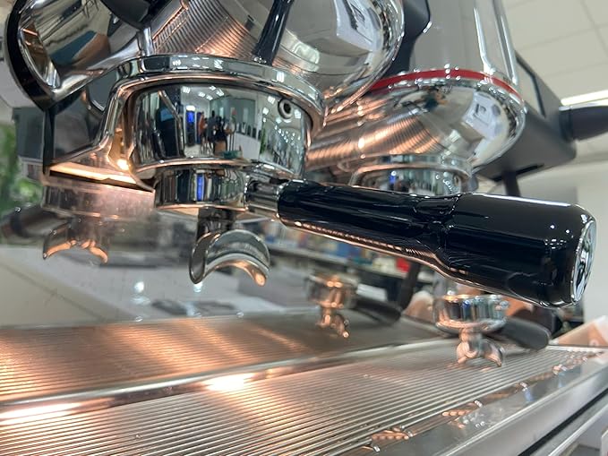 58mm Double Spout Portafilter Compatible with La Marzocco Espresso Machine Stainless Steel Espresso Portafilter with Double Shot Filter Basket Espresso Accessories-Handle Plastic