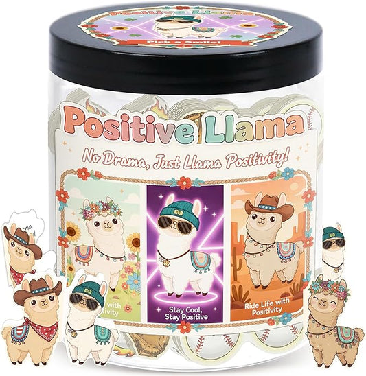 Positive Llama Jar With 60 Affirmation Cards, Emotional Support Llama, Llama Gifts For Women Sister Friends Cowoker Men Teens