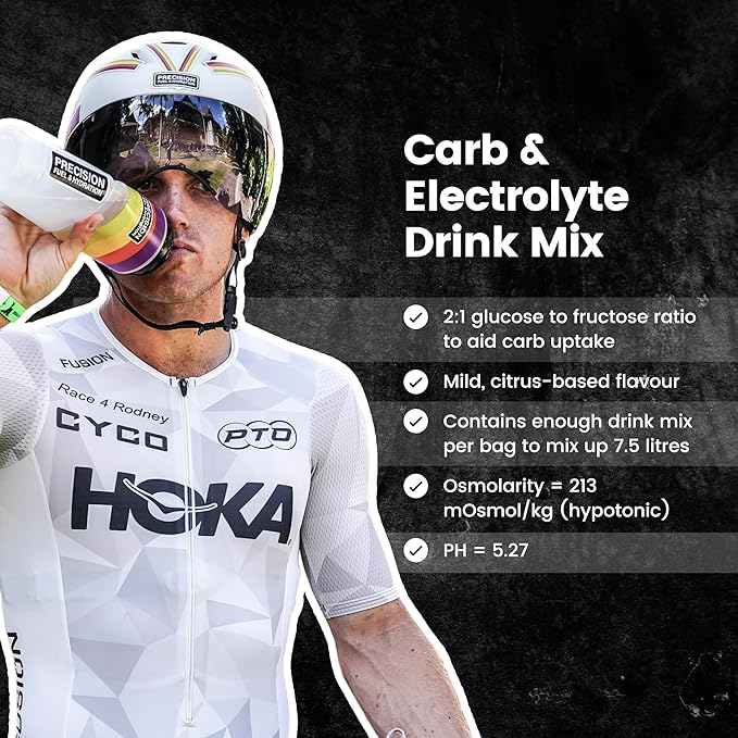 Precision Fuel PF60 Carb & Electrolyte Drink Mix Powder for Hydration & Energy - Endurance Sports Nutrition, Vegan, Hypotonic - 60g Carb, 1000mg Sodium per Litre - Mild Citrus Flavor, 1-Pack