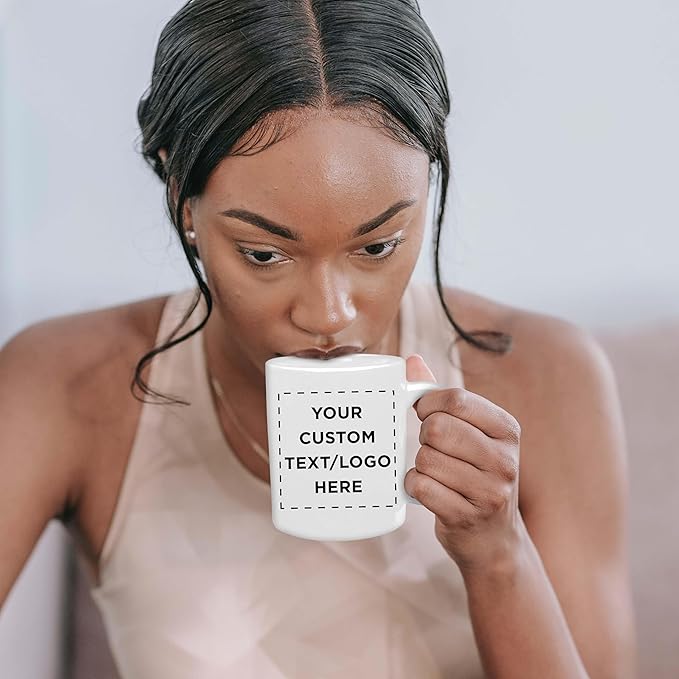 Custom Ceramic Coffee Mugs 11 oz. Set of 10, Personalized Bulk Pack - Coffee cup set, Iced coffee cup, Gaming mug - Creamy White