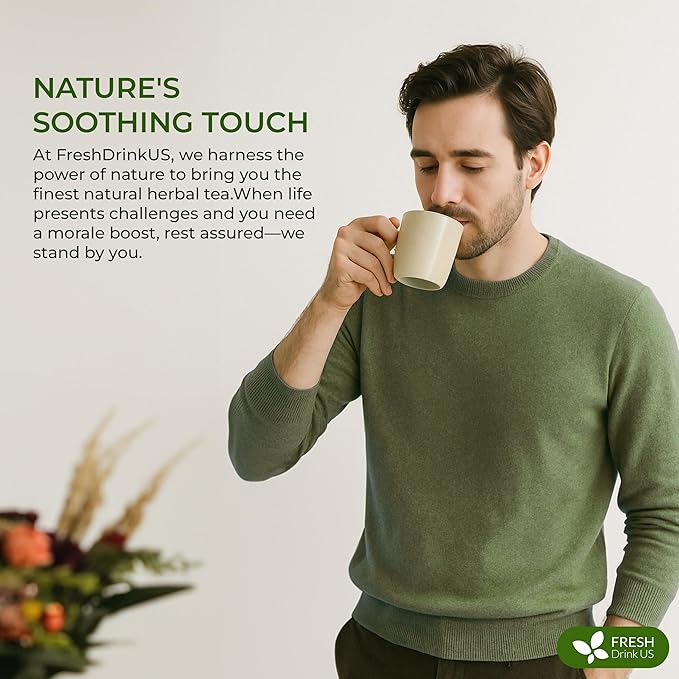 FreshDrinkUS, Premium 75 Tea Bags Men Super Tea – Herbal Blend with Senna, Dandelion Root, Ginger, Peppermint & More – 100% Natural, Sugar-Free. Caffeine-Free. Gluten-Free. Vegan