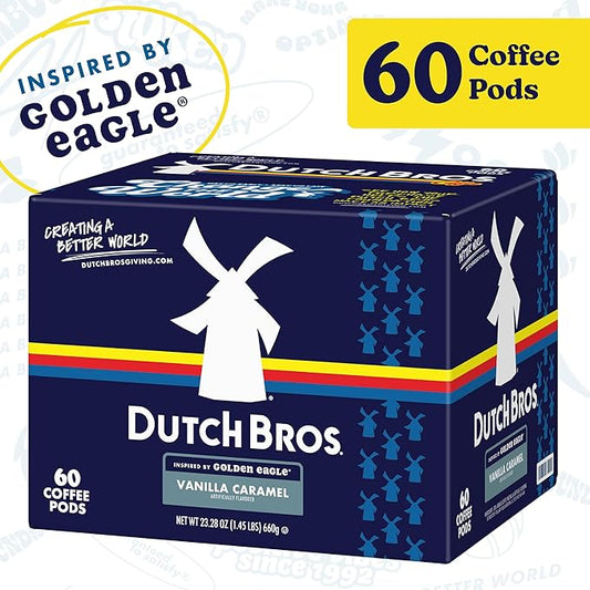 Dutch Bros Vanilla Caramel Flavored Coffee Inspired by Golden Eagle®, 60 Count, Medium Roast, Single Serve Coffee Pods for Keurig K-Cup Brewers