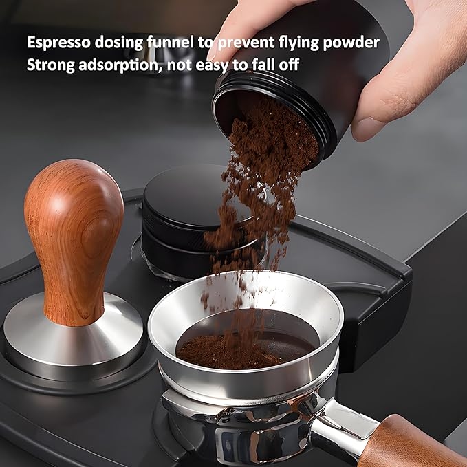 51mm Espresso Dosing Funnel and Puck Screen Set, Coffee Dosing Ring Aluminum, Reusable 1.7mm Thickness Espresso Puck Screen 316 Stainless Steel for Coffee Portafilter Filter Basket(Silver)