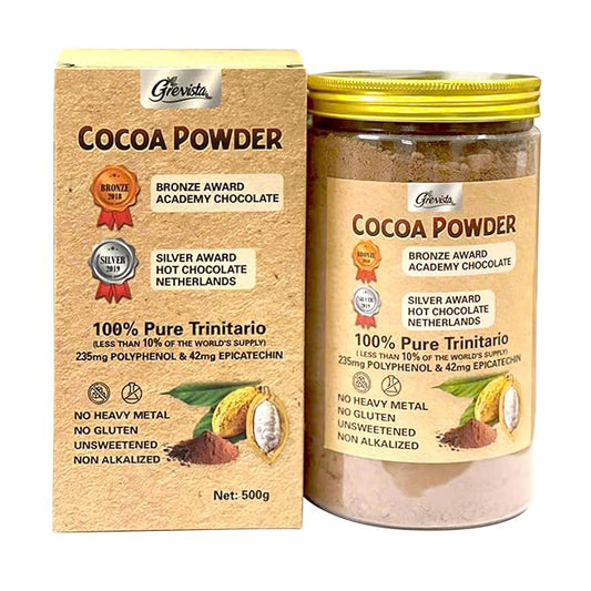 100% Pure Cocoa Powder – Cocoa Rich Flavor From Trinitario Cacao Beans, Natural, Non-Alkalized, Unsweetened – Rich in Antioxidants for Energy, Mood & Heart Health – Keto & Vegan Superfood – Great for Smoothies, Baking, Chocolate (500 Gr)