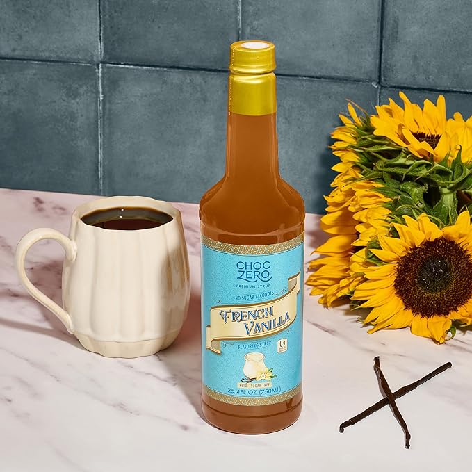 ChocZero French Vanilla Coffee Syrup – Sugar Free Coffee Flavoring, Keto Friendly, Low Carb, No Sugar Alcohols – Vegan, Gluten Free, Non-GMO – 25.4 Fluid Ounces
