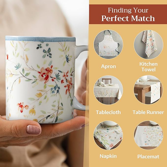 Maison d' Hermine Coffee Mug with Handles Fine Bone China Mugs Pack of Two Tea Cups for Hot Beverages Cappuccino Latte Home Restaurant Office Perfect for Gift (Colmar, 15 Ounce)