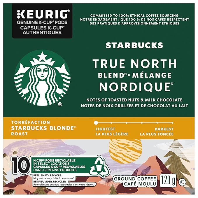 True North Blend Blonde Roast Coffee, K-cup Pods, 10 count, 120g/4 oz. Box (Imported from Canada)