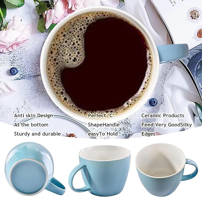 Large Coffee Cup Jumbo 30 Ounce Porcelain Mug for Soup Coffee Tea Ice Cream Fruit Cereal Milk Mocha Cocoa and Mulled Drinks, XXL Soup Mug Ramen Salad Bowl, Dishwasher Microwave Safe, Turquoise