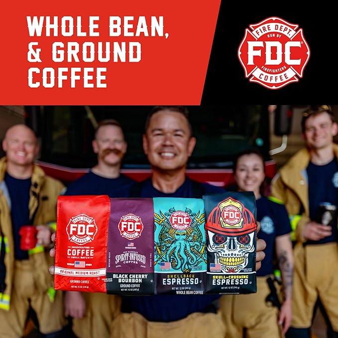 Fire Department Coffee - Gives Back to Firefighters - Jobtown Extra Strength Ground Coffee - Rich & Bold Dark Roast - Roasted in the USA - Veteran Owned - 12 oz