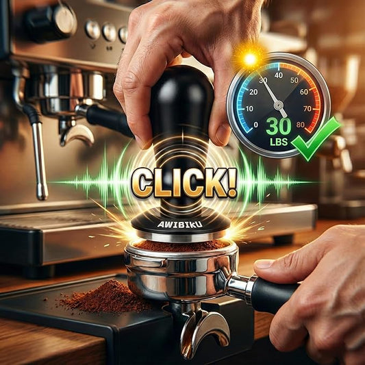 53.3mm Espresso Tamper Set – 30lb Calibrated Spring-Loaded Coffee Tamper with Click Feedback, 4-Leaf Leveler, 316 Stainless Steel Puck Screen Anti-Slip Mats for 54mm Portafilter
