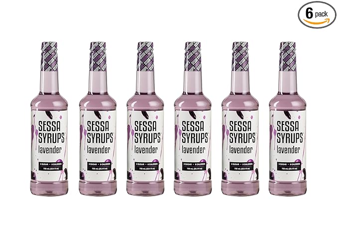 Sessa Syrups Sugar Free Lavender Syrup - 25.4 Fl Oz - 6 Pack - Keto-Friendly, Zero Calorie, Gluten-Free - Natural Flavoring for Coffee, Tea, Cocktails, and More