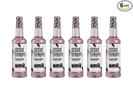 Sessa Syrups Sugar Free Lavender Syrup - 25.4 Fl Oz - 6 Pack - Keto-Friendly, Zero Calorie, Gluten-Free - Natural Flavoring for Coffee, Tea, Cocktails, and More