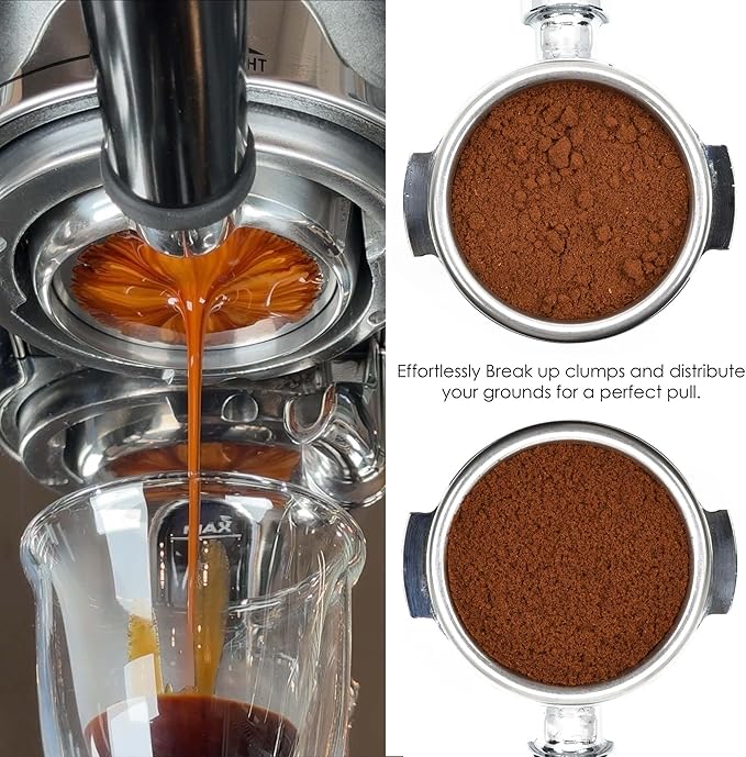 ARO Espresso™ WDT Tool and Self-Aligning Stand | Includes 10x, Flat-Tipped, 0.35mm Diameter, Stainless Steel Pins