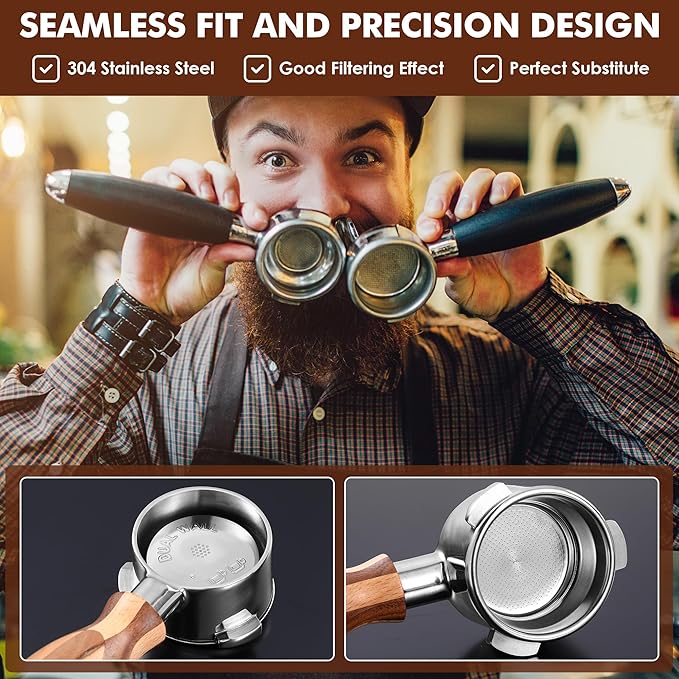 Dunkive 1 Pack 54mm Dual Wall Portafilter Basket Compatible with Breville Espresso Machines BES860XL/11.41, BES870, BES880, BES875, Two Cup Dual Wall Filter Replacement (Single Port,Grey)