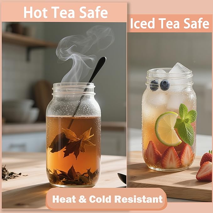 Half Gallon Mason Jar Pitcher With Lid 64 Oz Cold Hot Water Pitchers With Pour Spout 2 Quart Sun Tea Glass Jug For Fridge Beverage,Tea, Coffee, Lemonade, Juice, Milk Container Leakproof