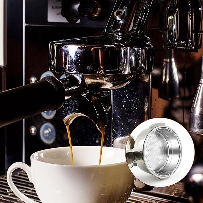 2 Pcs Stainless Steel Coffee Filter, 51mm Pressurized Espresso Filter Basket for Portafilter Machines Espresso Machine Parts Compatible with 51mm Portafilter Coffee Machines (2 Cups Capacity)