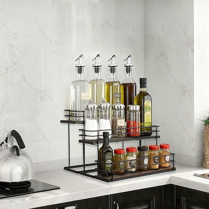 EFYSE Coffee Syrup Organizer rack, 3 Tier Syrup Holder(12 Bottle Capacity) for coffee bar syrup storage,kitchen condiment organization and wine display.