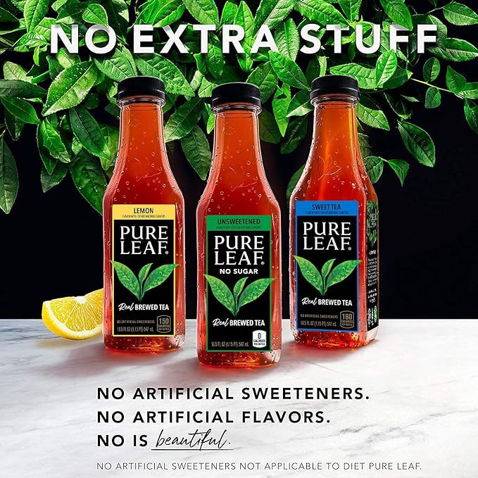 Pure Leaf Iced Tea, Peach, Real Brewed Tea, 18.5 Fl Oz Bottles (Pack of 12)