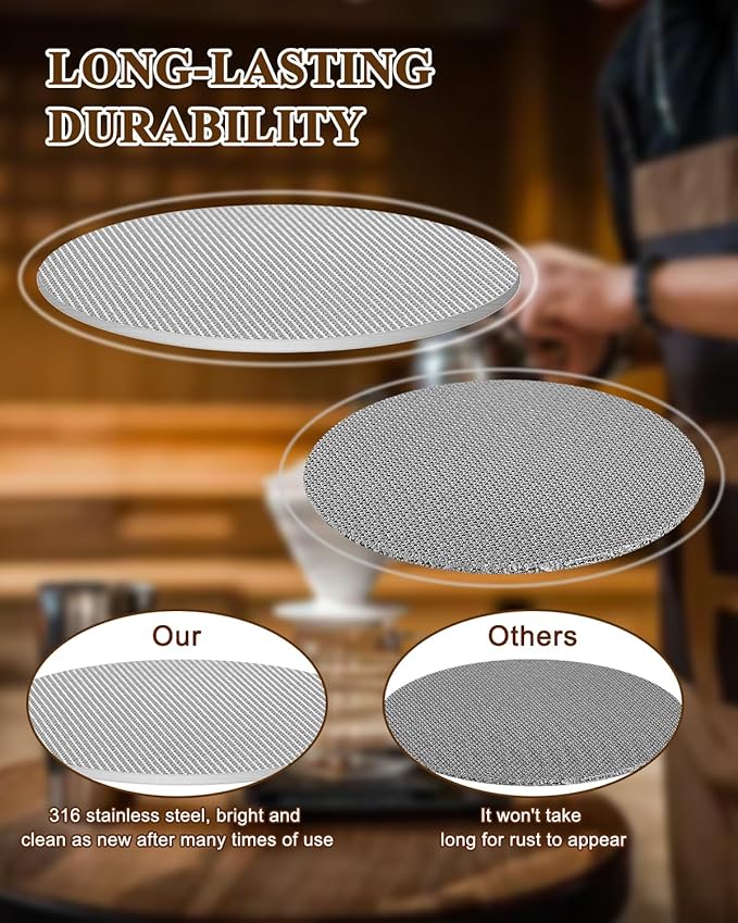 Puck Screen 51mm, Premium 316 Stainless Steel Reusable Espresso Puck Screen Filter - 1.7mm Thickness 150μm for Espresso Portafilter Filter Basket, 2 Pack
