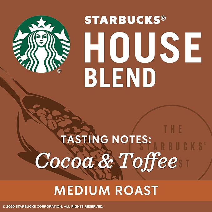 Starbucks Medium Roast K-Cup Coffee Pods — House Blend for Keurig Brewers — 1 box (10 pods)