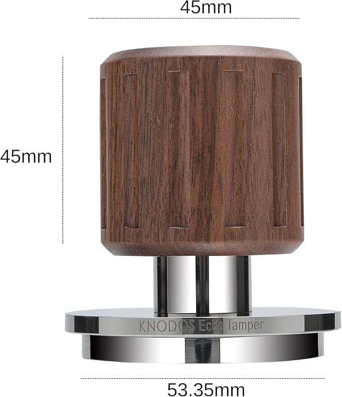 Echo Tamper 54mm with Click Feedback 30lb Walnut Calibrated Espresso Tamper Tool 53.35mm for Breville Portafilter Includes Gift Box + 20lb Replacement Spring