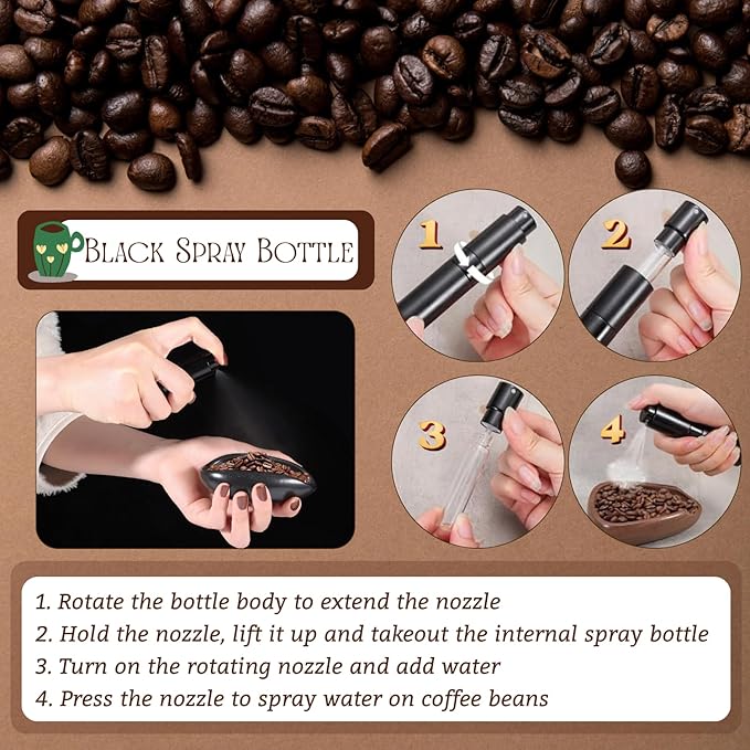 3pcs Coffee Bean Dosing Cup Set with Gift Box, Dosing Ceramic Cups Stainless Steel Spoon Portable Spray Bottle Static Reduction Precise Measuring for Espresso Tea Coffee Bar Accessories Kit