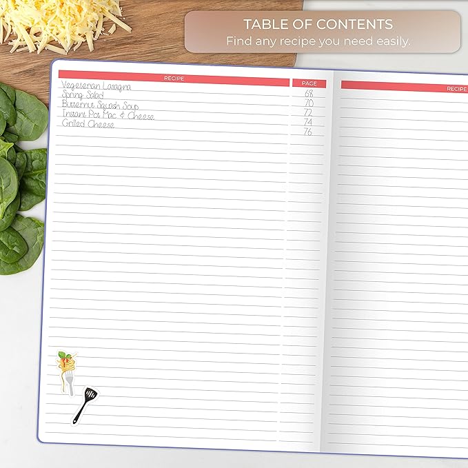 Clever Fox Recipe Book – Make Your Own Family Cookbook – Blank Recipe Notebook Organizer – Empty Cooking Journal to Write In Recipes – Large Size, 8.5”x11.2”, Hardcover, Lavender