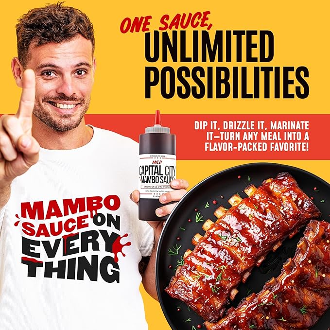 Capital City Mambo Sauce Mild, Washington DC Wing Sauces, Perfect Condiment for Wings Chicken Pork Beef Seafood Burgers Rice or Noodles, 12oz (12 Pack)