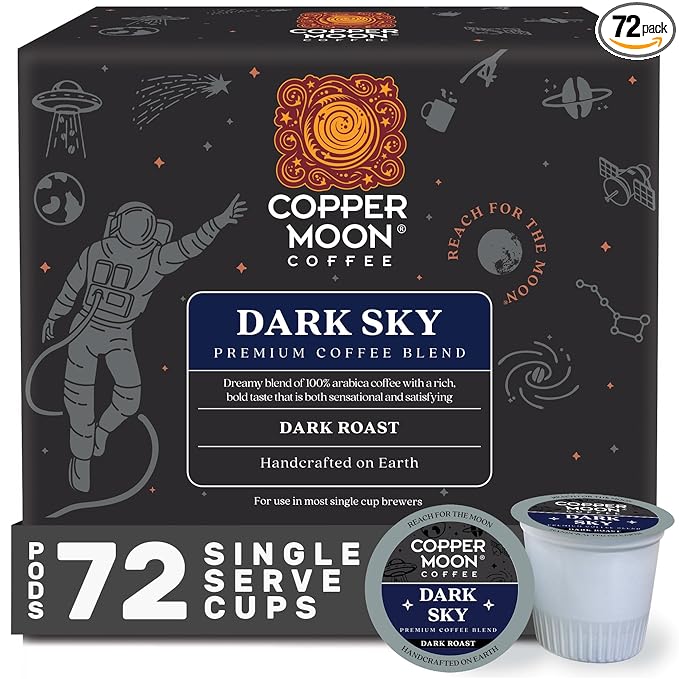 Copper Moon Single Serve Coffee Pods for Keurig K-Cup Brewers, Dark Roast, Dark Sky Blend, 72 Count
