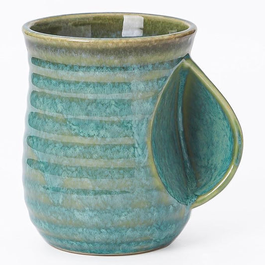 Mkour 21oz Large Ceramic Coffee Mugs, Handmade Tea Cups with Comfortable Handle for Office and Home, Microwave and Dishwasher Safe (Crystal Green)
