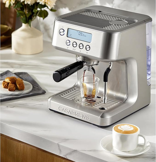 CASABREWS Ultra Espresso Machine with LCD Display & Milk Frother – 20-Bar Semi-Automatic
