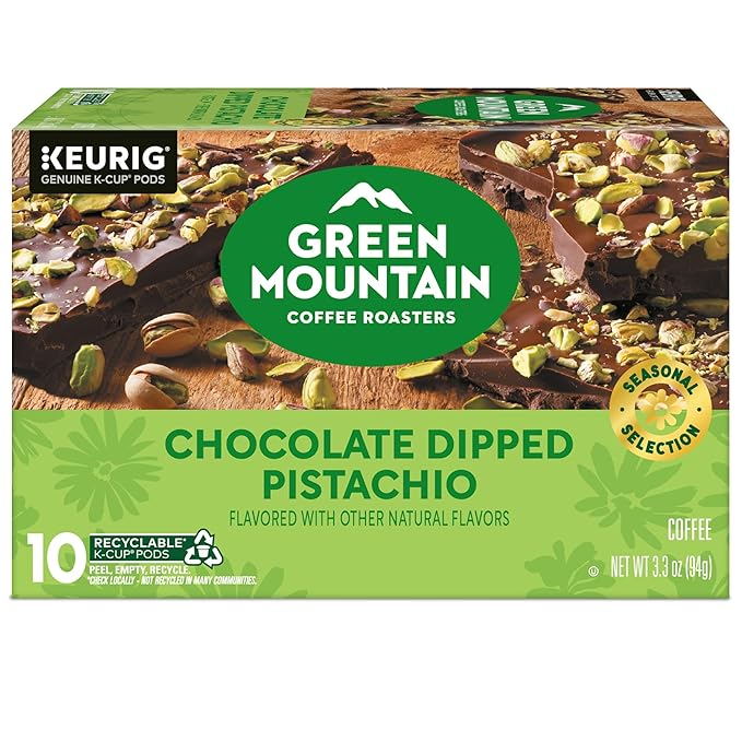 Green Mountain Coffee Roasters Chocolate Dipped Pistachio, Single-Serve Keurig K-Cup Pods, 6 Boxes of 10 (60 Count Total)