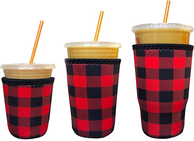 Koverz 3-Pack Iced Coffee Sleeve SET OF 3 - Buffalo Plaid