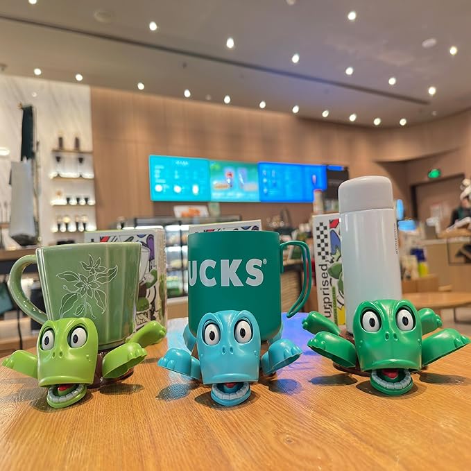 JOD® Turtle Cup Holder,Turtle Coaster with Funny Expression, 3 PCs Cup Holder with Liftable Limbs & Expressive Face for Turtles,Tortoise Lover Gag Gifts Home Decor(3pc-Light Green Green Blue)