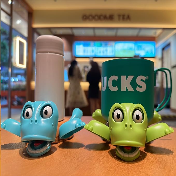 JOD® Turtle Cup Holder,Turtle Coaster with Funny Expression, 2 PCs Cup Holder with Liftable Limbs & Expressive Face for Turtles,Tortoise Lover Gag Gifts Home Decor(2pc-Light Green Blue)