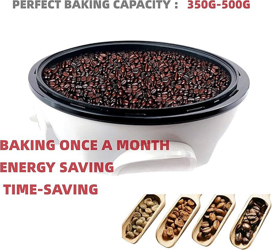 GIVEROO 500g Coffee Bean Roaster Household Coffee Roasters Machine with Timer Electric Coffee Beans Roaster 0-240℃ Non-Stick for Cafe Shop Home Use. 110V