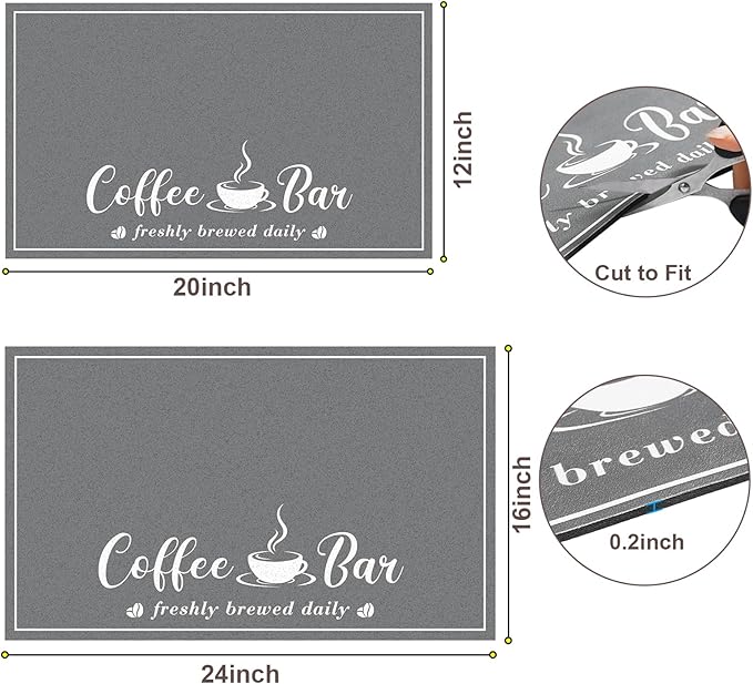 Absorbent Coffee Mat, Fashion Dish Drying Mat for Kitchen Counter Coffee Bar Accessories Espresso Machine Dish Rack 12" x 20" Dark Grey