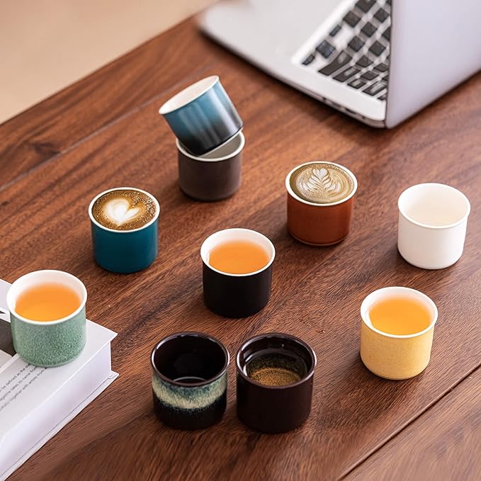 Espresso Cups Set of 2, Ceramic Espresso Cups, Expresso Shots Cups, 2.5oz Tea Cups, Demitasse Cups (4, magic outside)