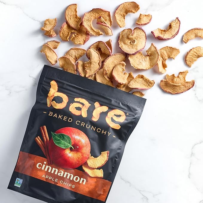 bare Baked Crunchy Apple Chips, 2 Flavor Variety, 0.53oz Snack Bags (7 Pack)