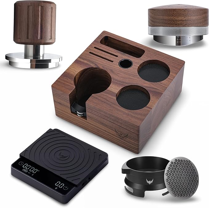 54mm Breville Espresso Accessories Bundle – Walnut Tamping Station, Calibrated Click Tamper, Adjustable Distributor, Dosing Funnel, Puck Screen, Digital Espresso Scale