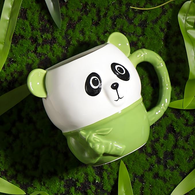 Cute Panda Coffee Mug 16 oz 3D Animal Mug,Cartoon Ceramics Figurine Tea Cup, Funny Offices Gifts for Coworkers & Work Besties,Birthday Gifts for Women Men Girls Pandas Lovers