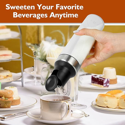 Loscarol Sugar Dispenser with Pour Spout, 17 oz Glass Sugar Shaker Jar or Creamer Dispenser Weighted Pourer for Coffee Bar,Tea & Baking, Sugar Container for Sugar, Honey, Syrup, for Home Kitchen