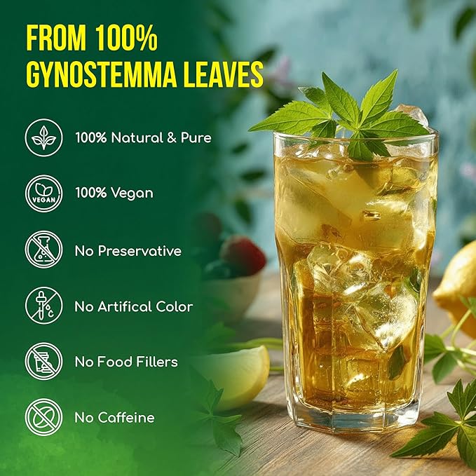 FreshDrinkUS, Premium Gynostemma Tea Bags (Jiaogulan) | 75 Count | Naturally Smooth & Earthy Caffeine-Free Herbal Tea – Plant-Based Tea Bags for Daily Enjoyment. Caffeine Free, Sugar Free. Vegan