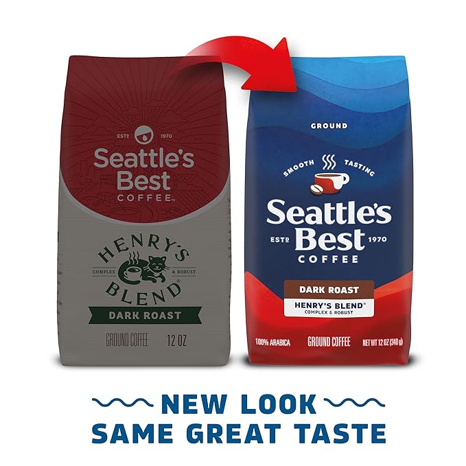 Seattle's Best Coffee Henry’s Blend Dark Roast Ground Coffee | 12 Ounce Bags (Pack of 6)