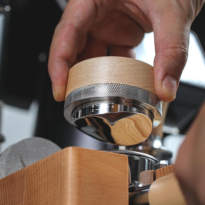 KNODOS 54mm Espresso Distributor for Breville Portafilters Maple Coffee Leveler Adjustable Depth Stainless Steel Espresso Leveling Tool Premium Espresso Machine Accessories For Coffee Bar