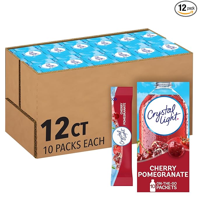 Crystal Light Drink Mix, 120 Packets, for Convenient On-the-Go Flavorful Hydration, Naturally Flavored Cherry Pomegranate with other natural flavor, Zero Sugar, 0.11 oz each