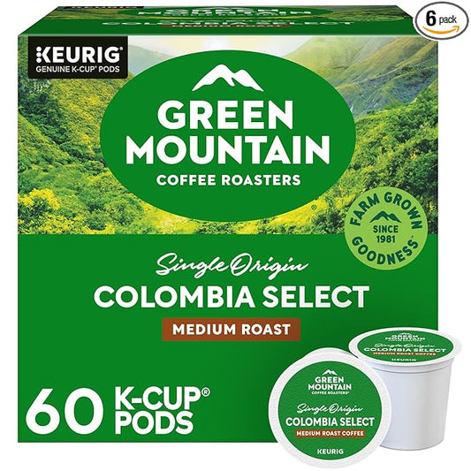 Green Mountain Coffee Roasters Colombia Select, Keurig Single Serve K-Cup Pods, Medium Roast Coffee, 60 Count, (6 Packs of 10)